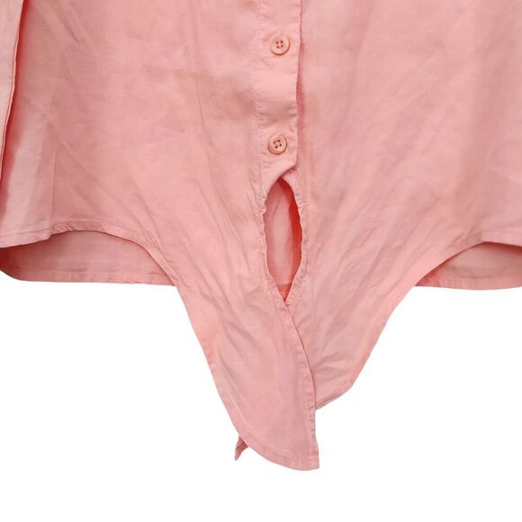 Anthropologie Cloth & Stone Tencel Blouse Shirt Womens Small Peach Button Up - Picture 4 of 11